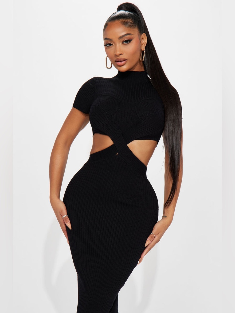 Hera ribbed midi dress size large